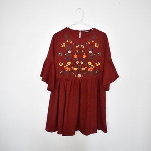 Embroidered Boho Dress Short Mini  Tunic
